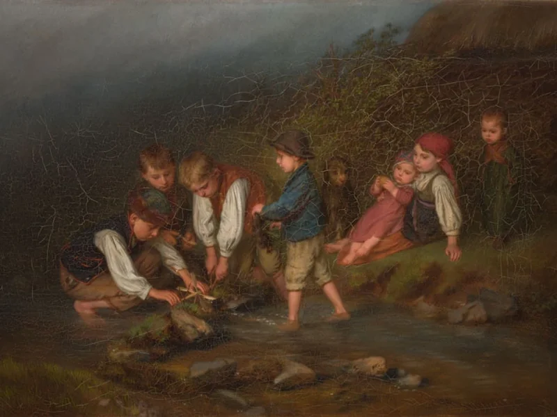 1828-Quido Mánes - Bambini del villaggio che giocano - National Gallery Prague